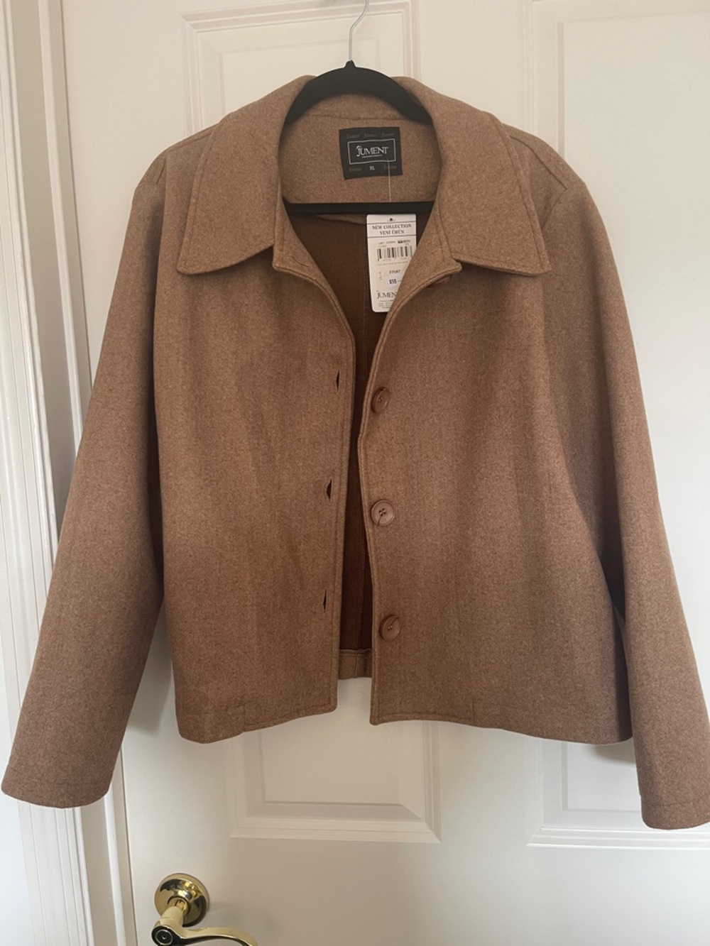 Women's Beige Button Front Pea Coat